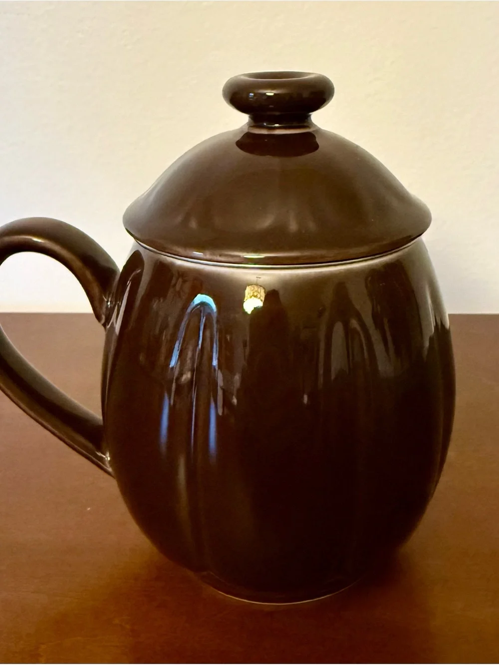 Teavana Brown Glazed Ceramic Honey Pot with Lid